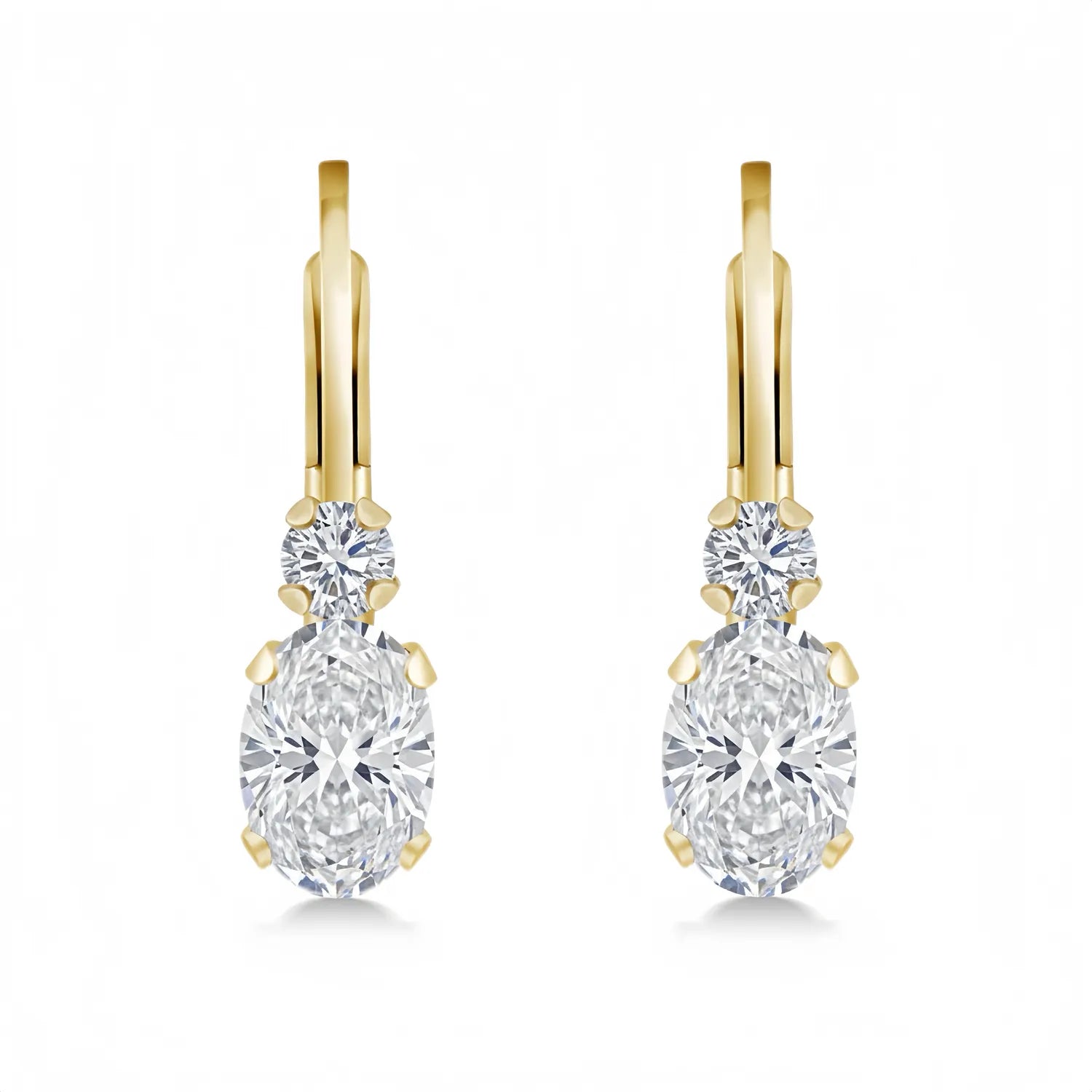 0.86 Cttw Lab Grown Diamond 14K Gold Leverback Earrings for Women